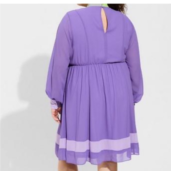 TORRID Scooby Doo Daphne Chiffon Fit N Flare Dress Halloween COSTUME size 2X - Picture 2 of 16